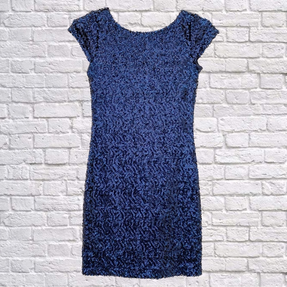 Speechless Blue Sequin Cap Sleeve Dress Juniors Size 1